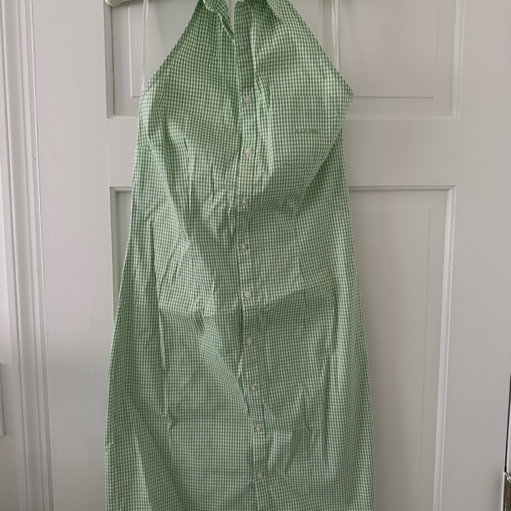 Vintage Ralph Lauren Green Gingham Halter Dress